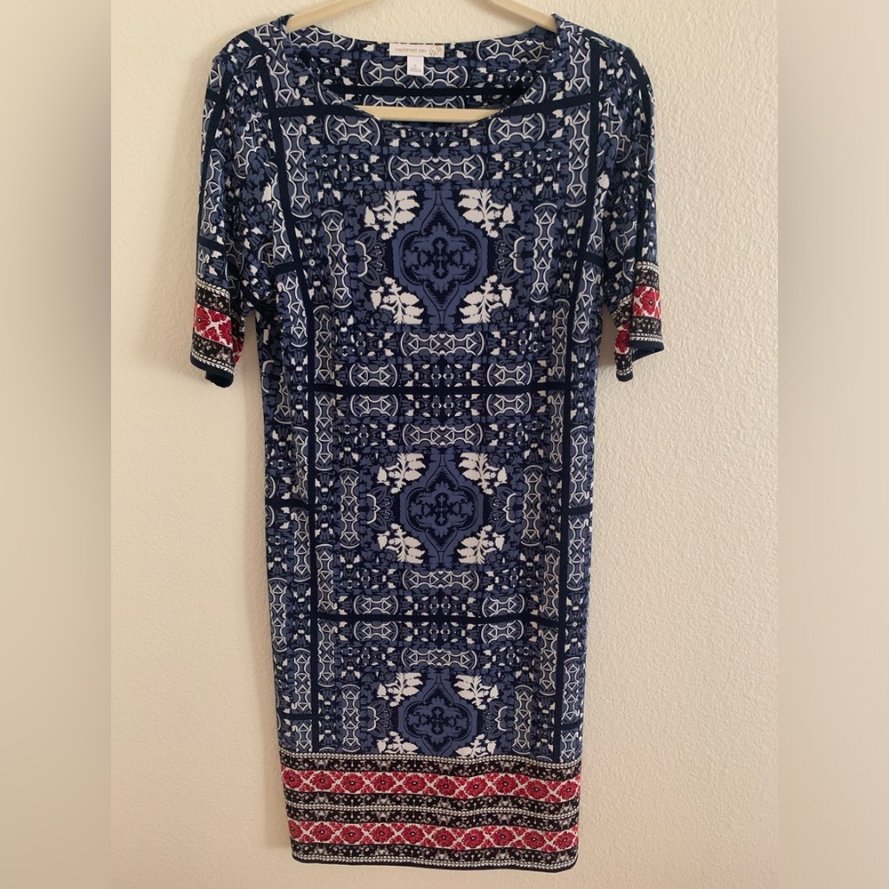 WESTPORT 1962 Blue and Red Geometric type Sheath Dress size 6